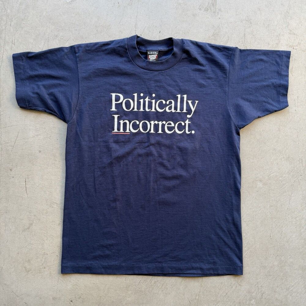 Vintage 90s Screen Stars XL Shirt Politically Incorrect Free Minds Markets USA
